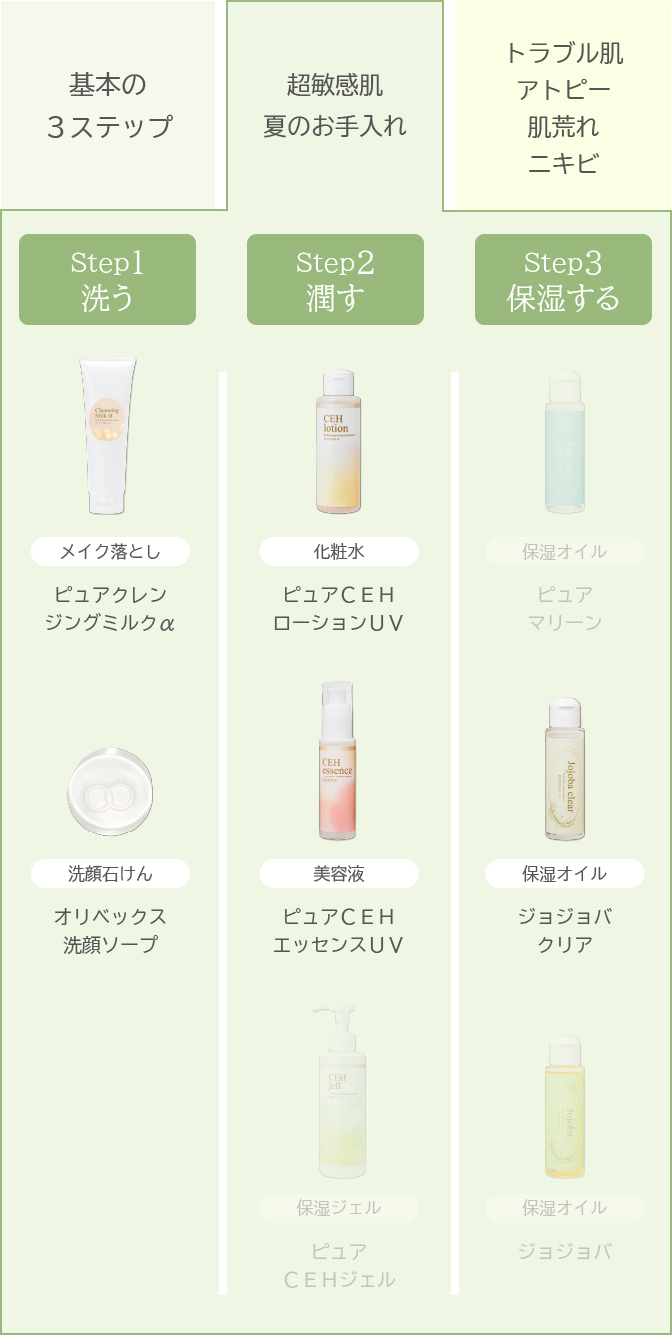 ウェルネスピュア ナチュラルスキンケア お手入れのしかた